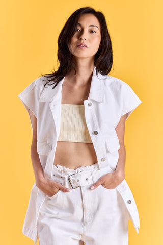 Vest Vivi Mouwloos Jeans Wit