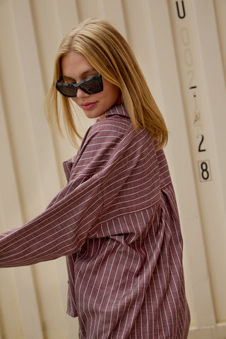 Hemd Virginie Pinstripe Cranberry