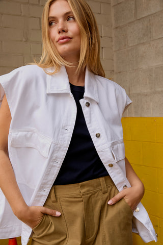 Vest Vivi Mouwloos Jeans Wit