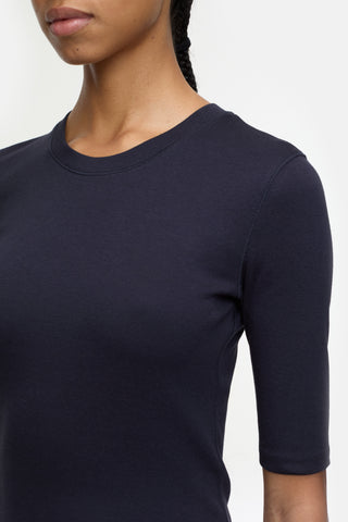 T-shirt donkerblauw katoenmix