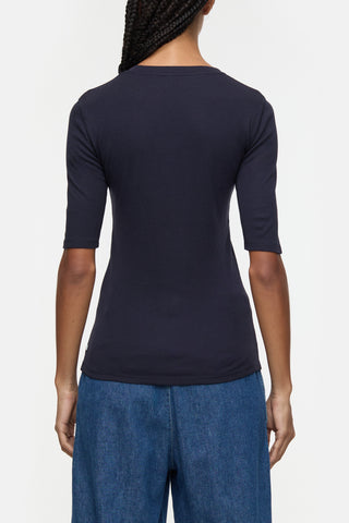 T-shirt donkerblauw katoenmix