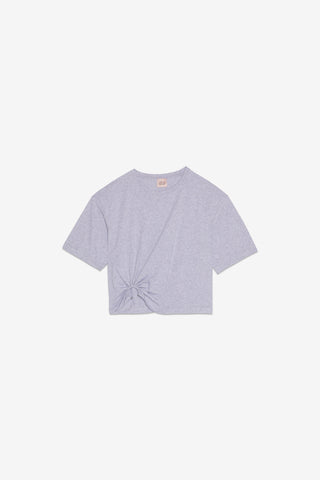 T-shirt lichtgrijs met metalen detail