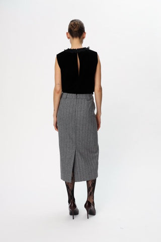 Rok Herringbone Wool Pencil Skirt