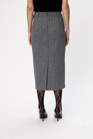 Rok Herringbone Wool Pencil Skirt