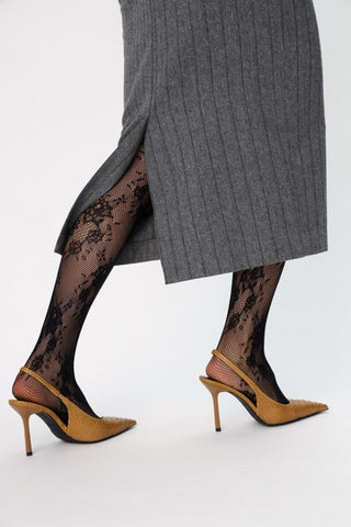 Rok Herringbone Wool Pencil Skirt