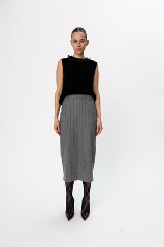 Rok Herringbone Wool Pencil Skirt
