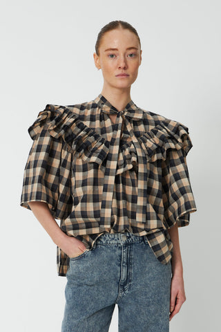 Blouse Frill Checked