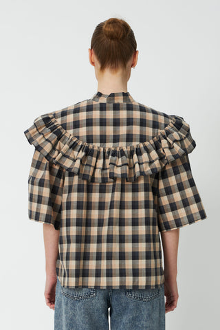 Blouse Frill Checked