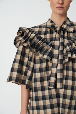 Blouse Frill Checked