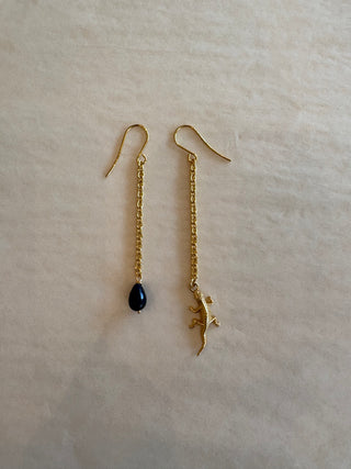 Oorbellen lapis lazuli & hagedis