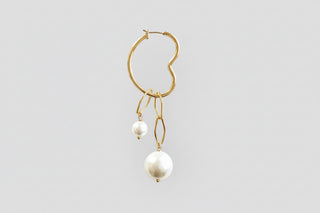Oorbel Single Heart Pearls