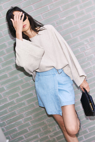Top Carina Beige Linnen Melange