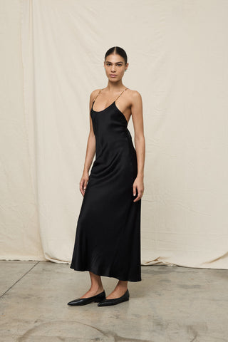 Jurk viscose satijn met pareldetails