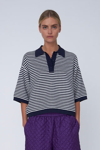 T-shirt polo Knit Navy/Creme