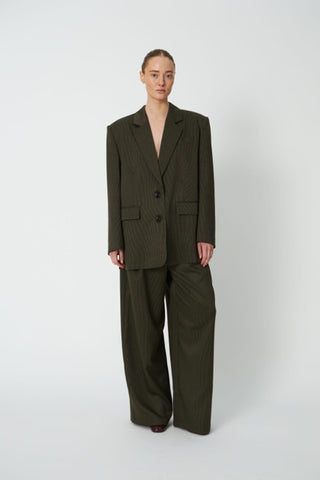 Broek Mid Waisted Loose Suiting Pants Army