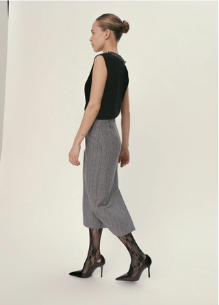Rok Herringbone Wool Pencil Skirt