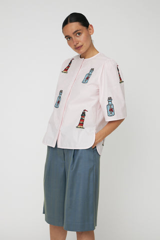 Blouse Embroidered Bow Shirt