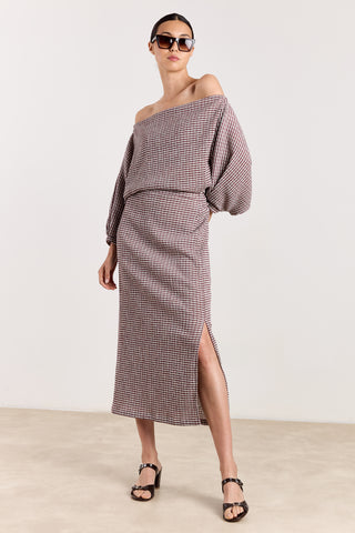 Blouse An Off Shoulder Seersucker Checks