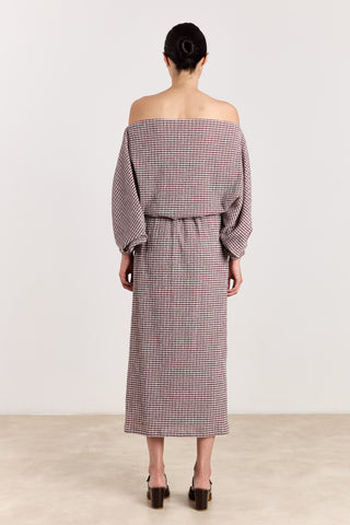 Blouse An Off Shoulder Seersucker Checks
