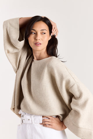 Top Carina Beige Linnen Melange