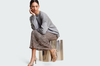 Rok Claudine Sequin Flower Silver
