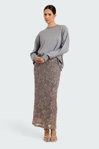 Rok Claudine Sequin Flower Silver