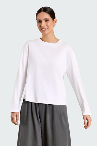 T-shirt longsleeve Lila Wit