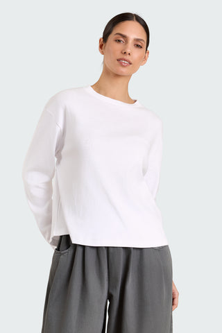 T-shirt longsleeve Lila Wit