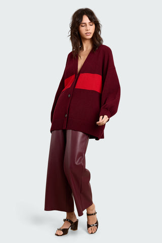 Broek Sigrid Vegan Leather Burgundy