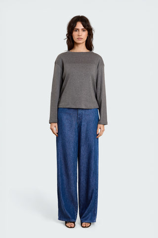 T-shirt longsleeve Lila Grey Melange