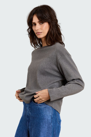 T-shirt longsleeve Lila Grey Melange