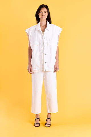 Vest Vivi Mouwloos Jeans Wit