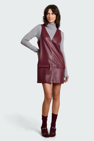 Jurk Ella Vegan Leather Burgundy